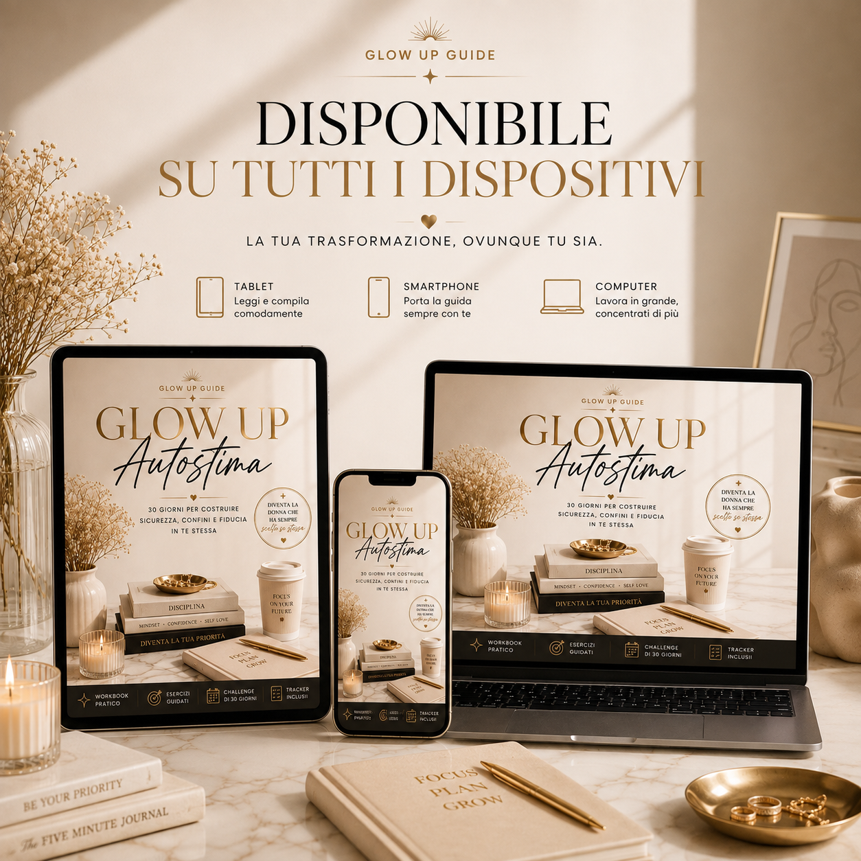 Glow Up Autostima - 30 giorni per costruire sicurezza, confini e fiducia in te stessa.
