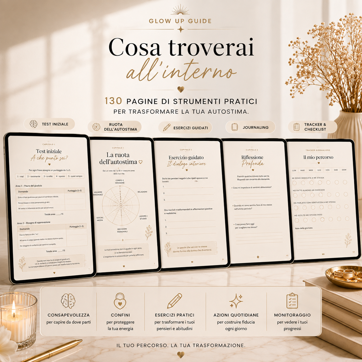 Glow Up Autostima - 30 giorni per costruire sicurezza, confini e fiducia in te stessa.